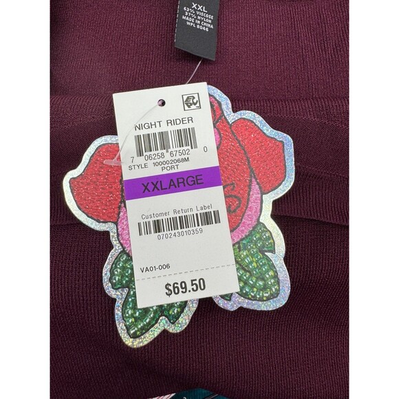 Anna Sui INC Women's Long Sleeve Blouse Size XXL Bell Sleeves Burgundy NWT - Picture 11 of 12